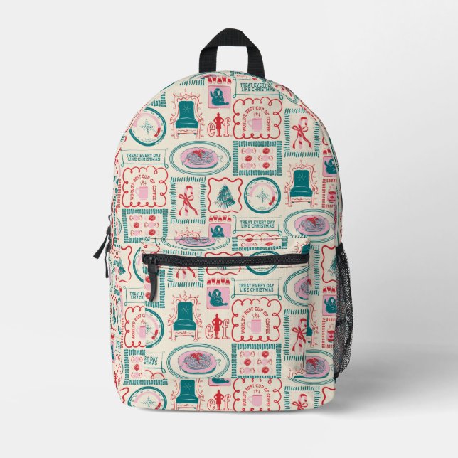 Elf Holiday Icon Pattern Printed Backpack (Front)