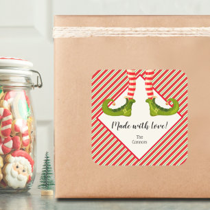 Elf Homemade Goods Holiday Baking Personalised Square Sticker