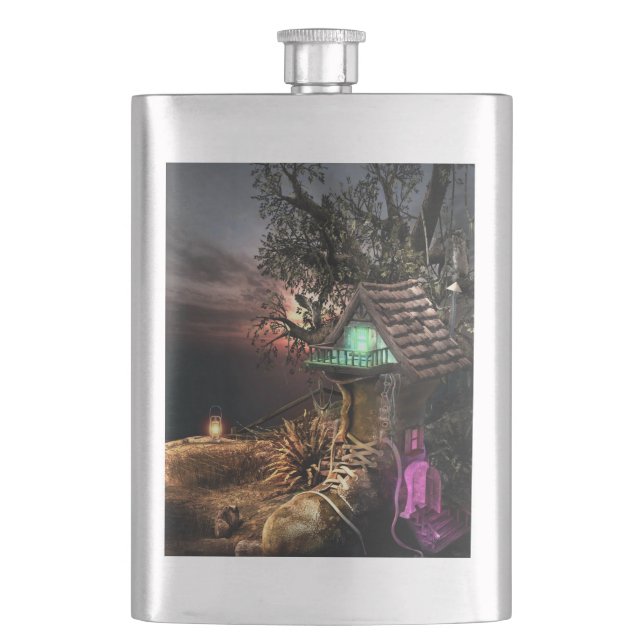Elf House Hip Flask (Front)
