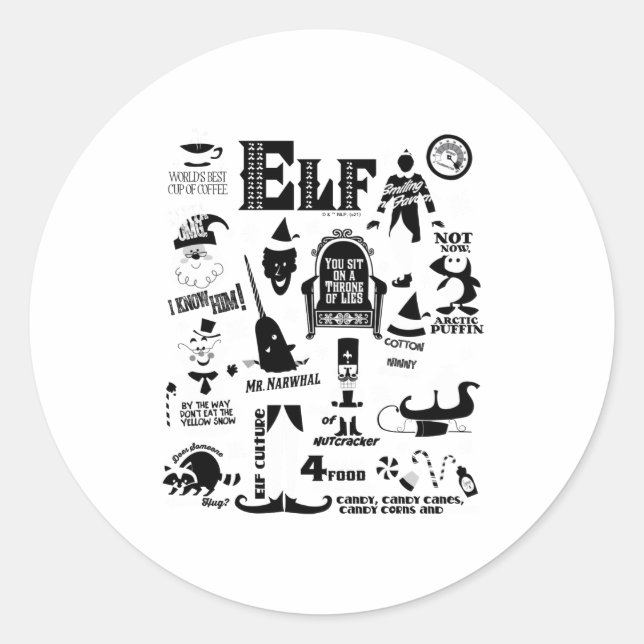 Elf Icons And Movie Quotes  Classic Round Sticker (Front)