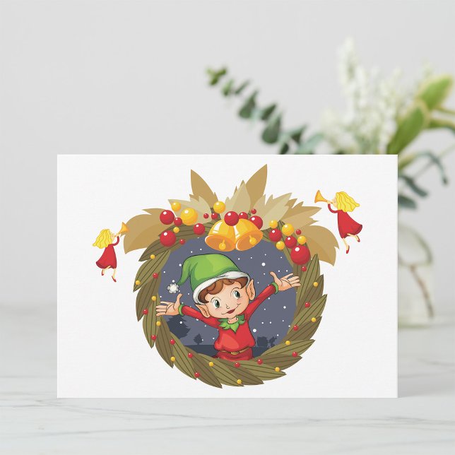 Elf In A Christmas Wreath Invitations (Creator Uploaded)