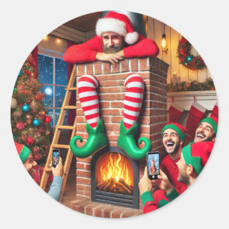 Elf in a shelf classic round sticker