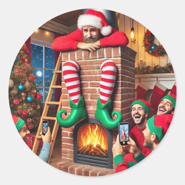 Elf in a shelf classic round sticker (Front)