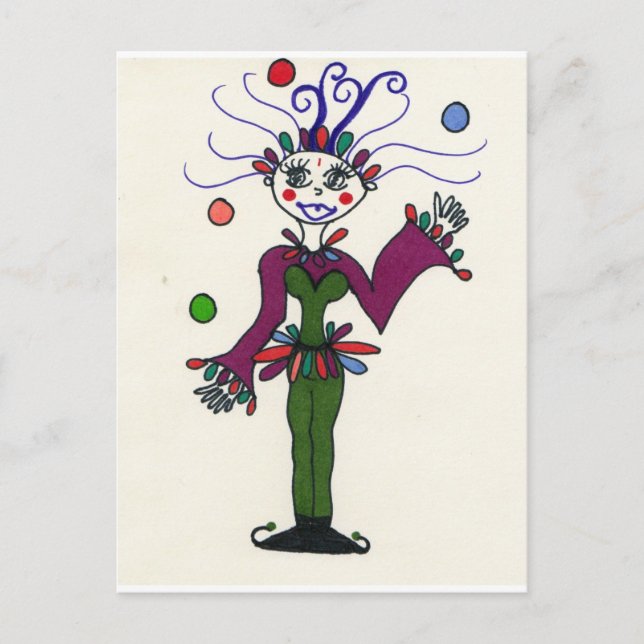 Elf Jester Juggling Postcard (Front)