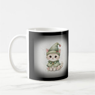 Elf Kitten Christmas Pointy Hat Coffee Mug