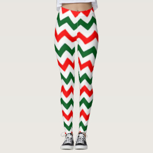 ELF LEGGINGS CHEVRON PATTERN RED AND GREEN