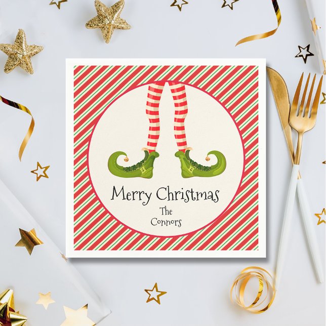 Elf Legs Christmas Holiday Party Napkin (Elf Legs Christmas Holiday Party Napkins)