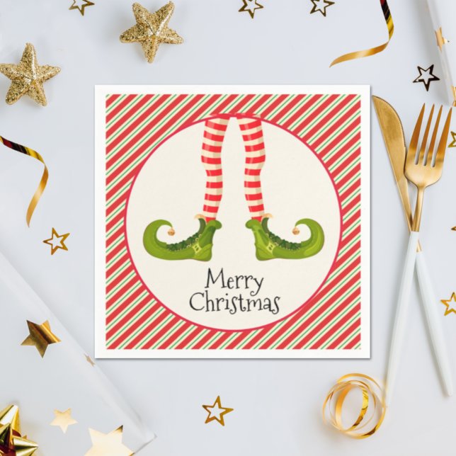 Elf Legs Christmas Holiday Party Napkin (Elf Legs Christmas Holiday Party Napkins)