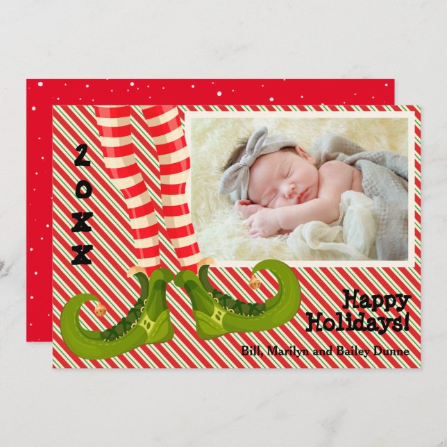 Elf Legs Christmas Photo Holiday Card (Front/Back)