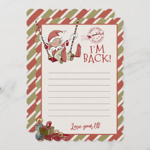 Elf Letter "I'm Back" Editable Notecard
