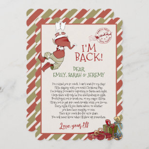 Elf Letter "I'm Back" for Christmas Invitation