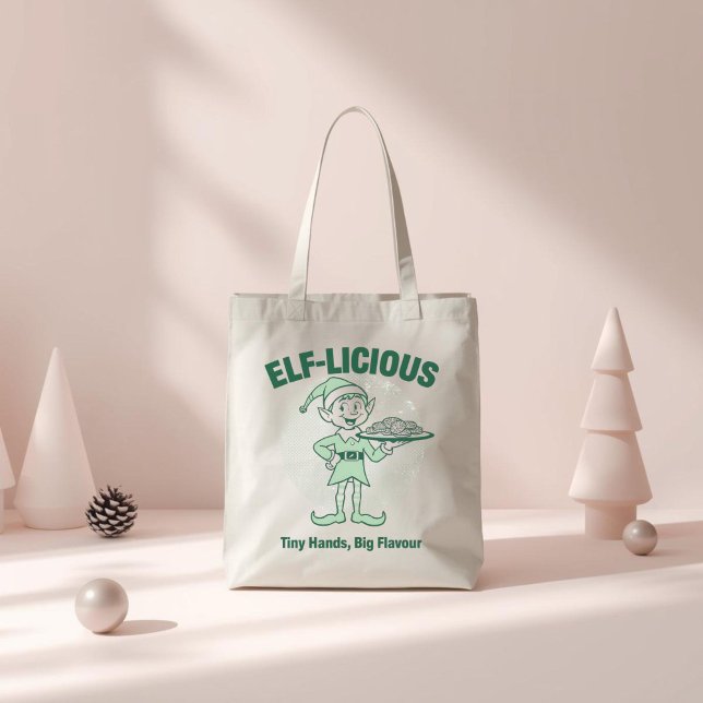 Elf-licious – Funny Christmas Elf Pun  Tote Bag (Creator Uploaded)