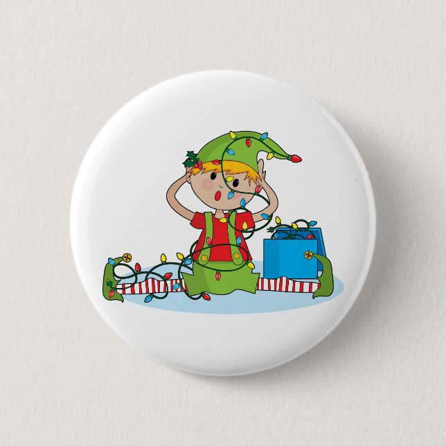 Elf Lights 6 Cm Round Badge (Front)