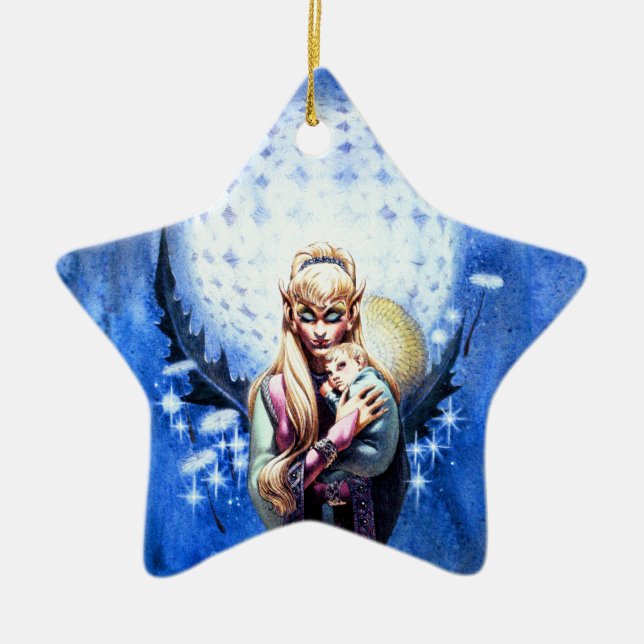 Elf Madonna Ceramic Tree Decoration (Front)