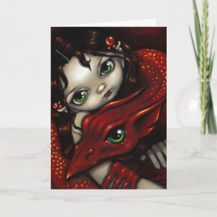 "Elf Maiden and Her Dragon" Greeting Card
