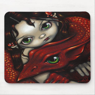 "Elf Maiden and Her Dragon" Mousepad