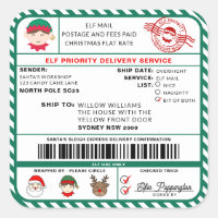 Elf Mail Christmas Shipping Label Sticker