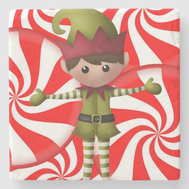 Elf Marble Stone Coaster Christmas (Front)