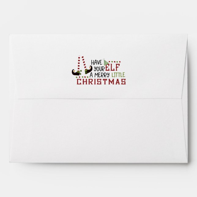 Elf MERRY CHRISTMAS Holiday Return Address Envelope (Back (Top Flap))