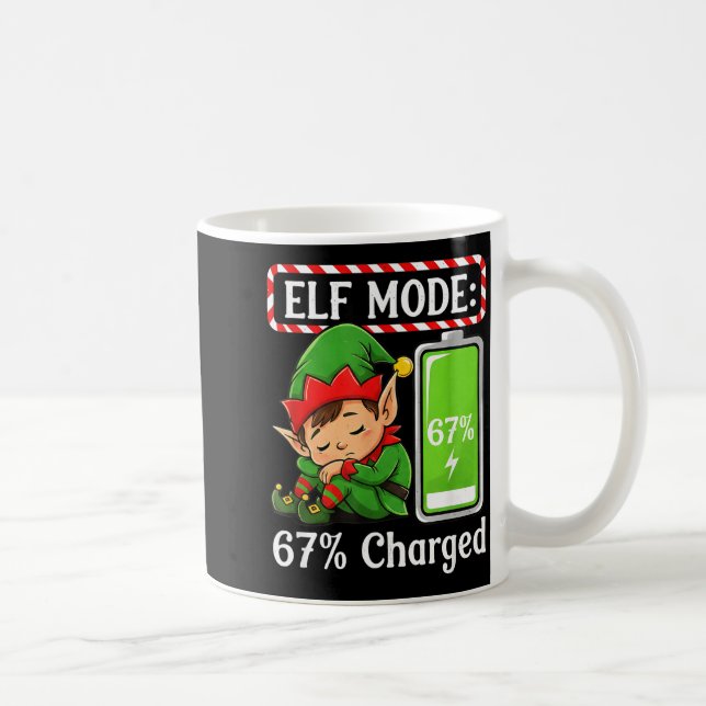 Elf Mode 67% Charged Funny Christmas Tee  Coffee Mug (Right)