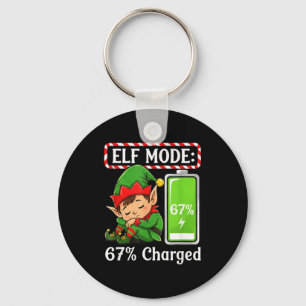Elf Mode 67% Charged Funny Christmas Tee  Key Ring