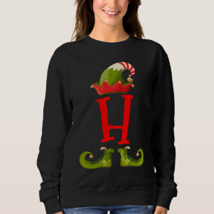 Elf Monogram H initial Cute Matching Family Christ Sweatshirt