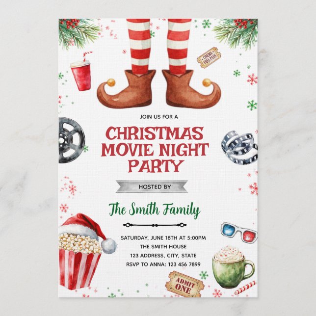 Elf Movie Night party Invitation (Front)