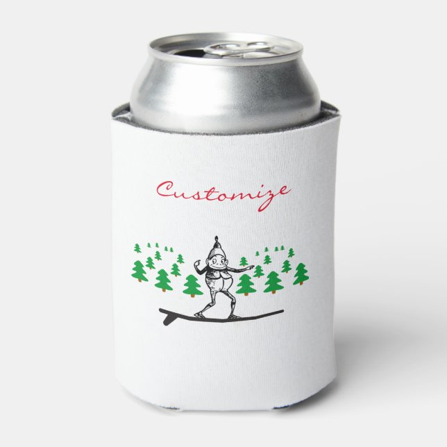 Elf on a Surfboard Thunder_Cove Can Cooler (Can Front)