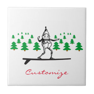 Elf on a Surfboard Thunder_Cove Ceramic Tile
