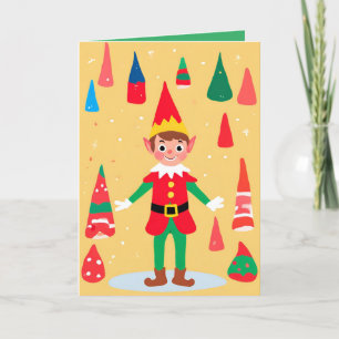 Elf Playful illustration Folded Holiday Card
