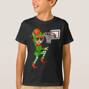 Elf Playing Basketball Thanksgiving Christmas 2021 T-Shirt