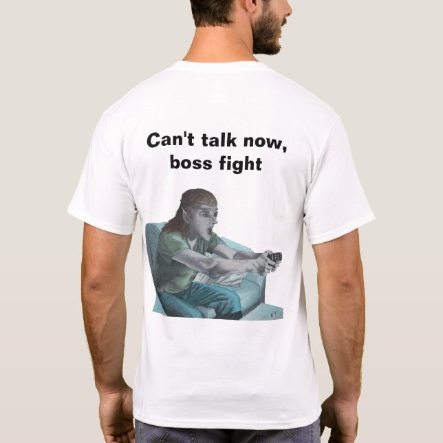 Elf Playing Video Game Fantasy Art T-Shirt (Back)