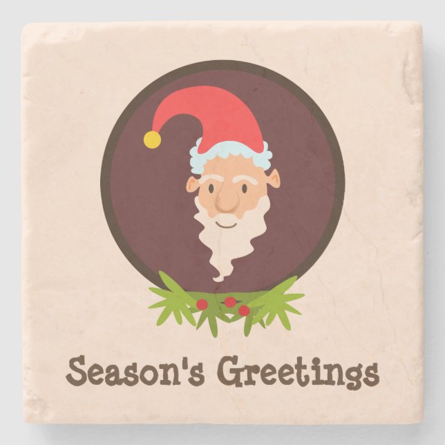 Elf Portrait Season's Greeting Stone Coaster (Front)