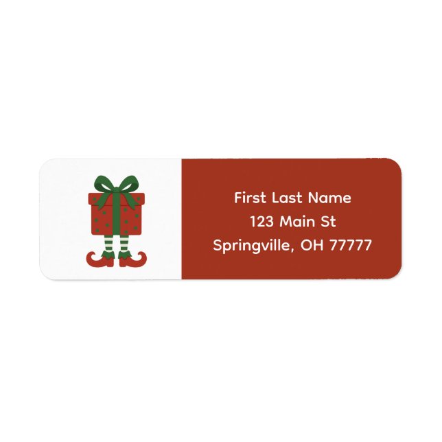 Elf Present Christmas  Return Address Label (Front)