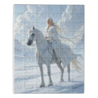 Elf Queen Riding a Majestic White Horse