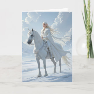 Elf Queen Riding White Horse Card