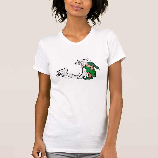 elf reading santas long list T-Shirt (Front)