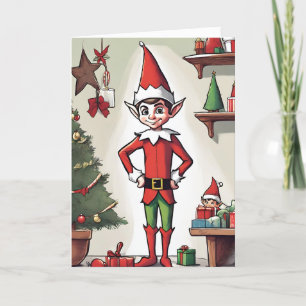 Elf Retro Concept Art Folded Holiday Card