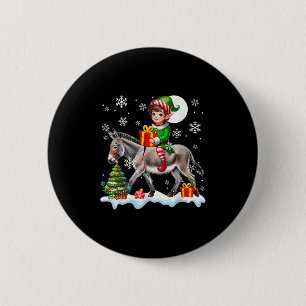 Elf Riding Christmas Tree Colorful Lights Lover Ki 6 Cm Round Badge