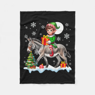 Elf Riding Christmas Tree Colorful Lights Lover Ki Fleece Blanket