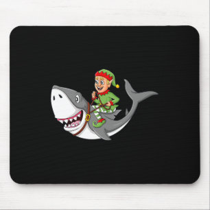 Elf Riding Shark Christmas Boys Girls Kids Xmas Mouse Pad