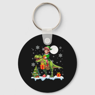Elf Riding T-rex Christmas Tree Colourful Lights L Key Ring