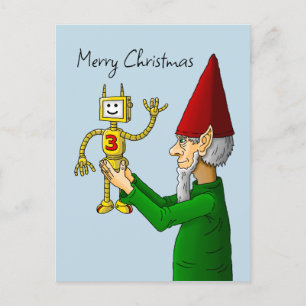 Elf & Robot Christmas Postcard