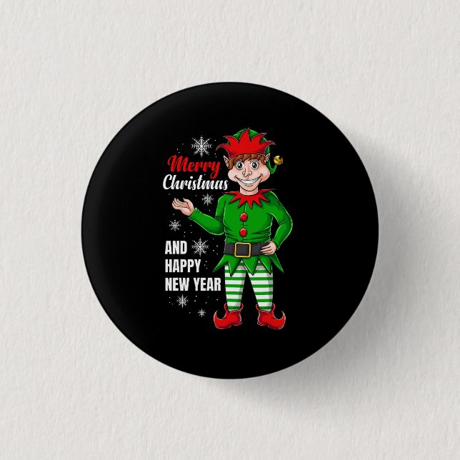 elf santa character 3 cm round badge (Front)