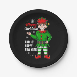 elf santa character paper plate