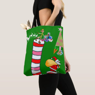 Elf Santa Merry Christmas Women's Tote Bags
