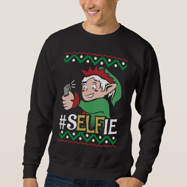 Elf Selfie Mobile Phone Teenager Christmas Kids Fu Sweatshirt (Front)