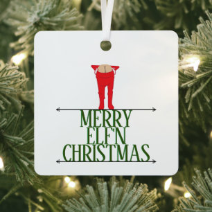 Elf Shenanigans Corporate Christmas Metal Tree Decoration