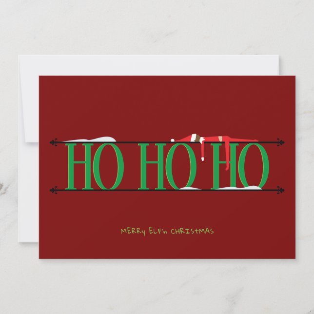 Elf Shenanigans Flat Red & Green Christmas Card (Front)