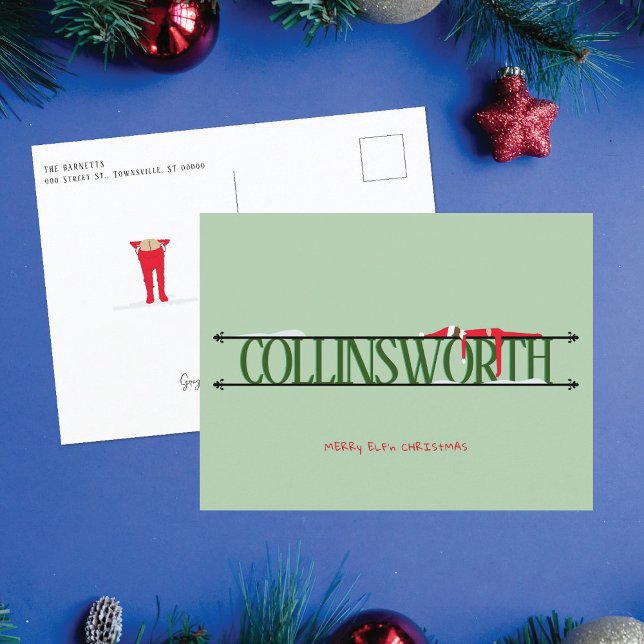 Elf Shenanigans Green Christmas Postcard (Creator Uploaded)